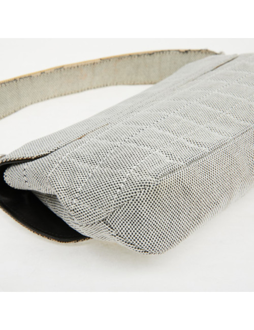 Baguette CHANEL toile blanc noir Vintage