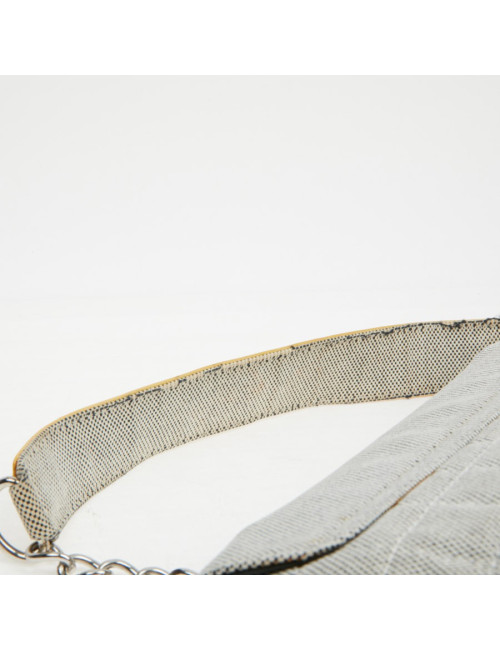 Baguette CHANEL toile blanc noir Vintage