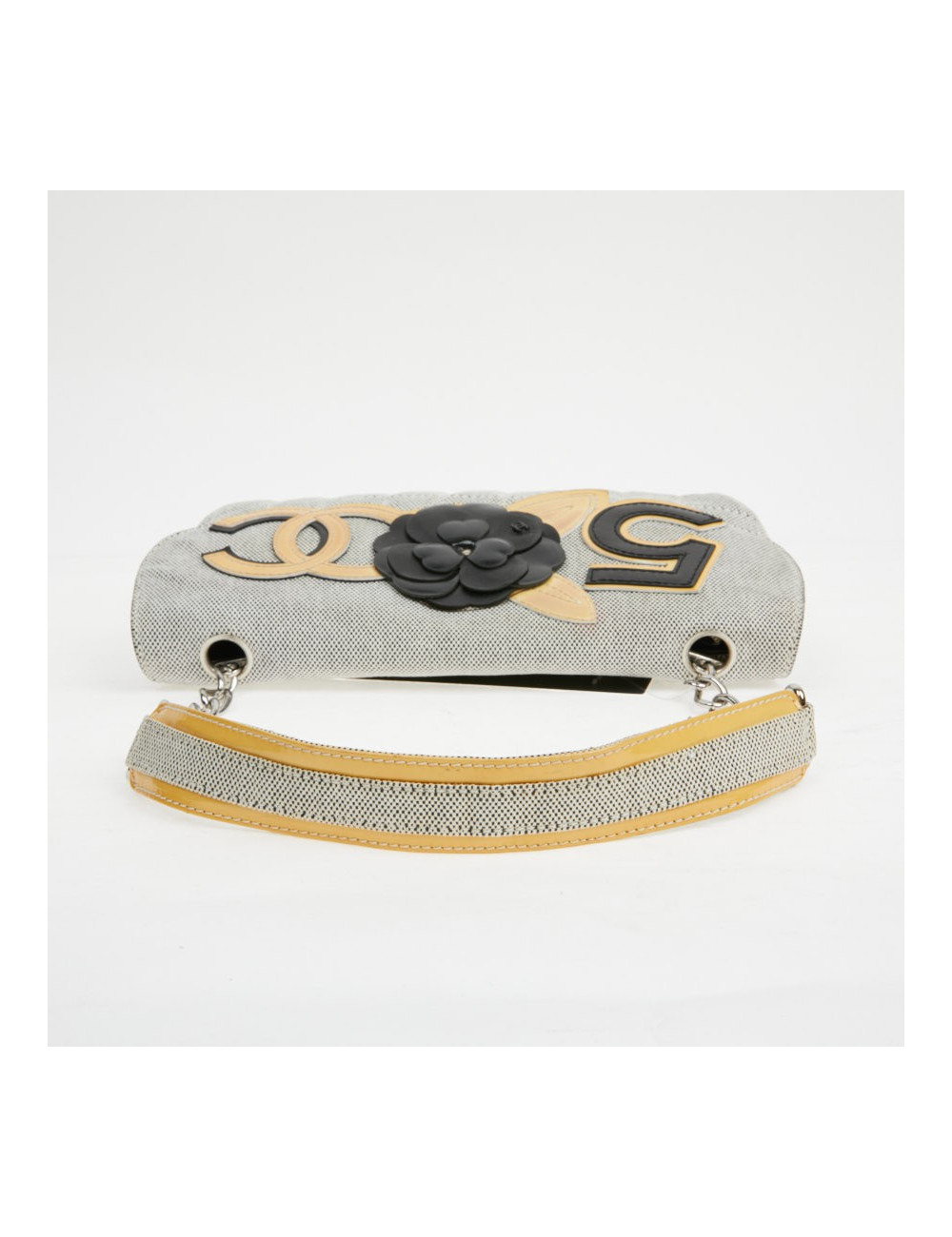 Baguette CHANEL toile blanc noir Vintage