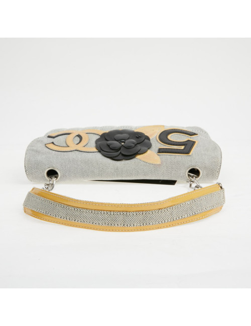 Baguette CHANEL toile blanc noir Vintage