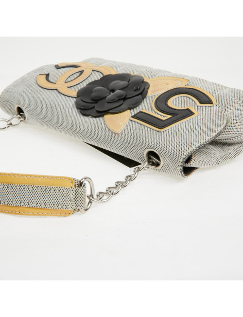 Baguette CHANEL toile blanc noir Vintage