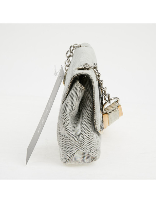 Baguette CHANEL toile blanc noir Vintage