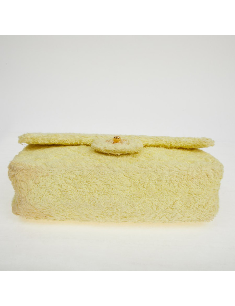 Occasion Certified CHANEL Vintage Timeless Bag in yellow terrycloth 