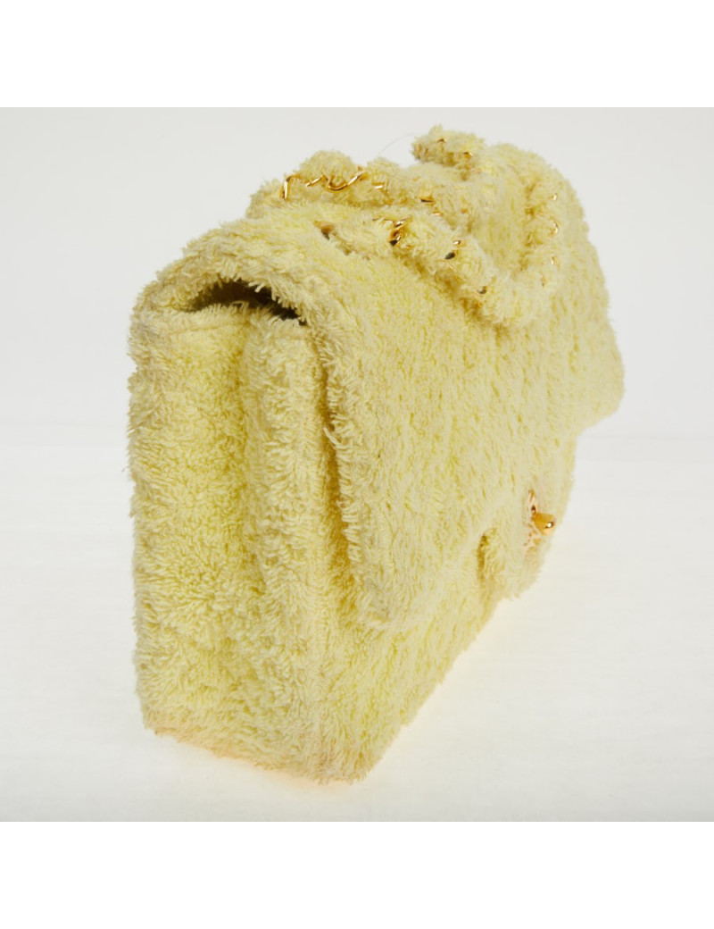 Occasion Certified CHANEL Vintage Timeless Bag in yellow terrycloth 