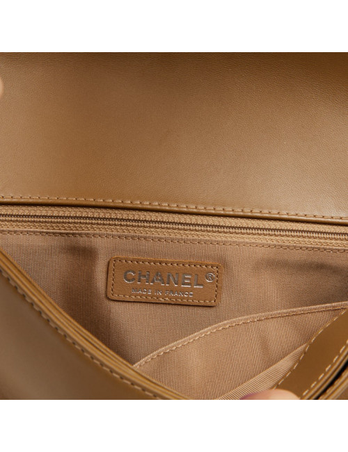 Sac à main Boy Chanel tweed marron