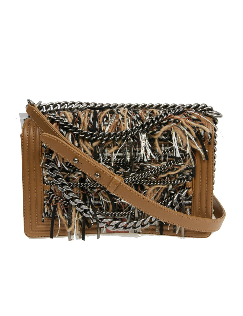CHANEL Paris Dallas Boy Flap Bag in Brown Tweed, Fringes and Chains