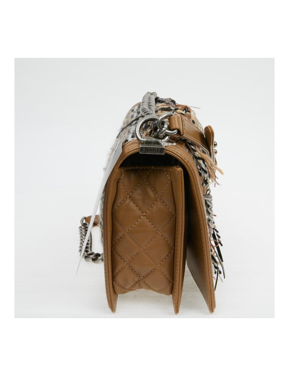 Sac à main Boy Chanel tweed marron