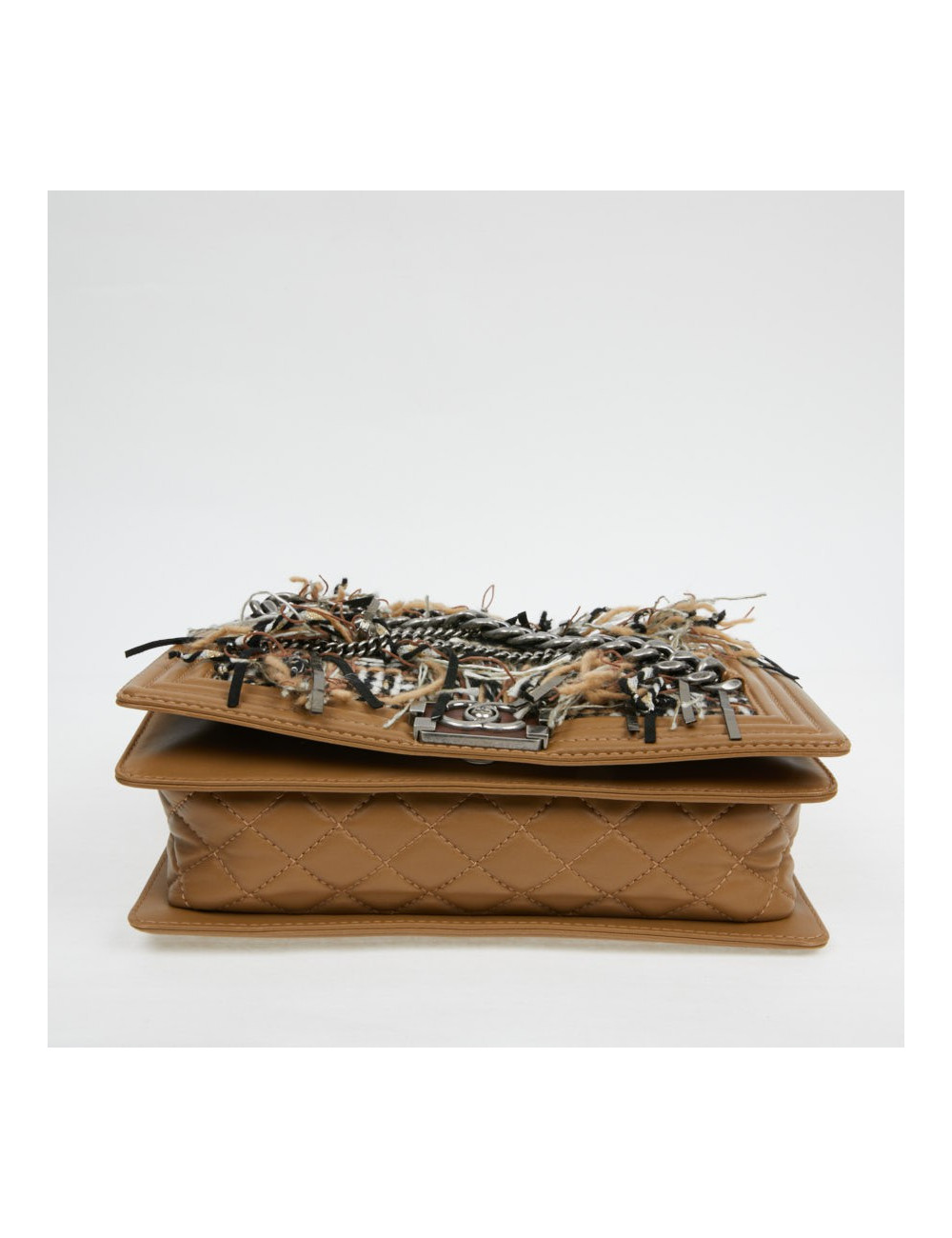 Sac à main Boy Chanel tweed marron