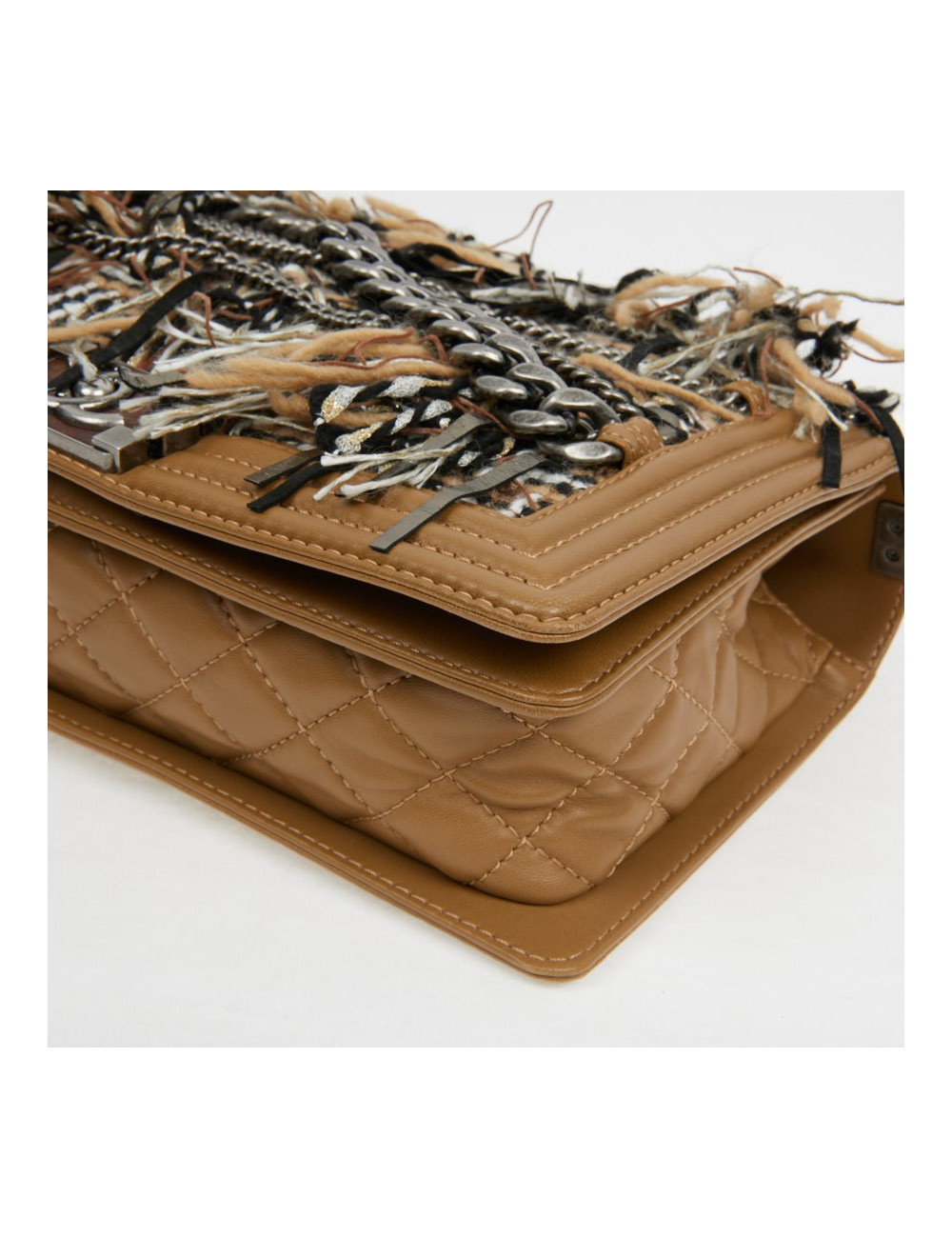 Sac à main Boy Chanel tweed marron