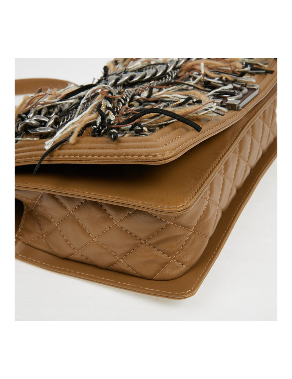 Sac à main Boy Chanel tweed marron