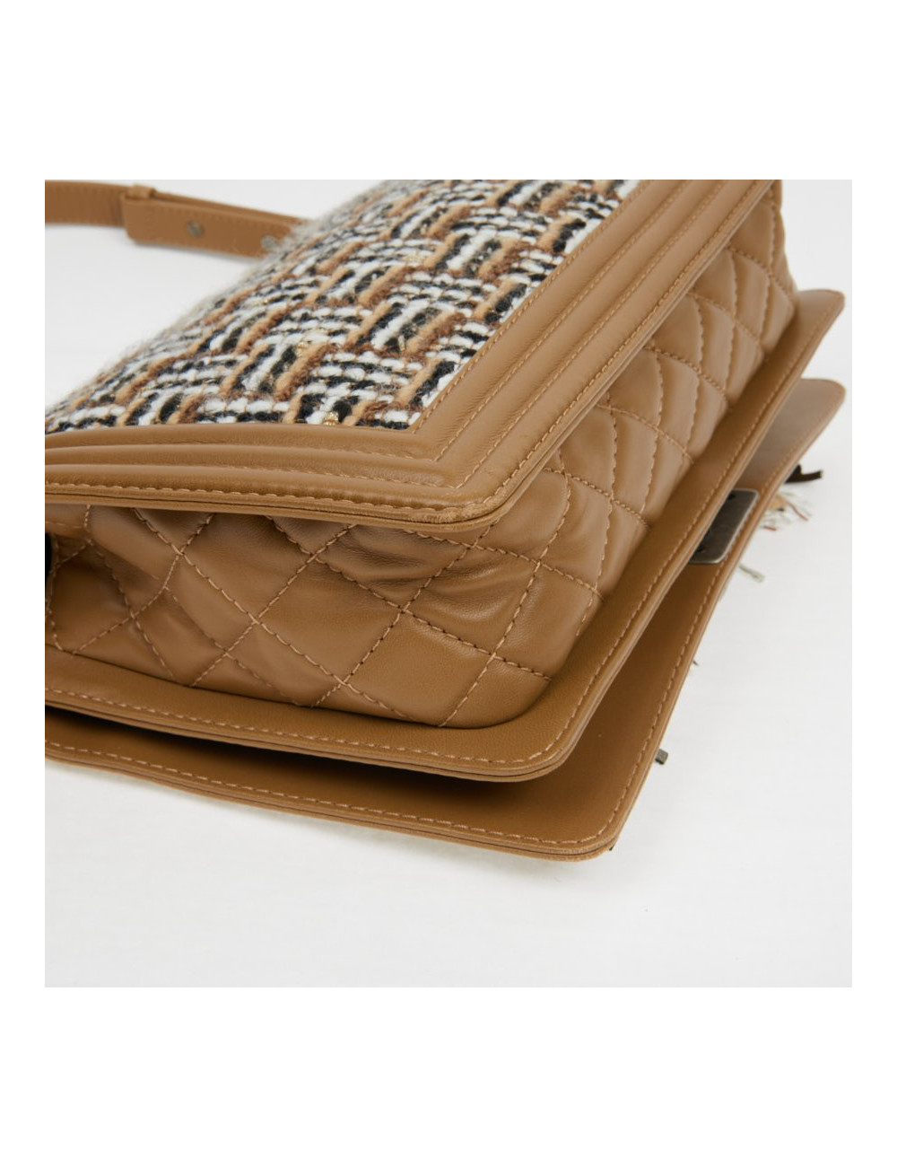 Sac à main Boy Chanel tweed marron