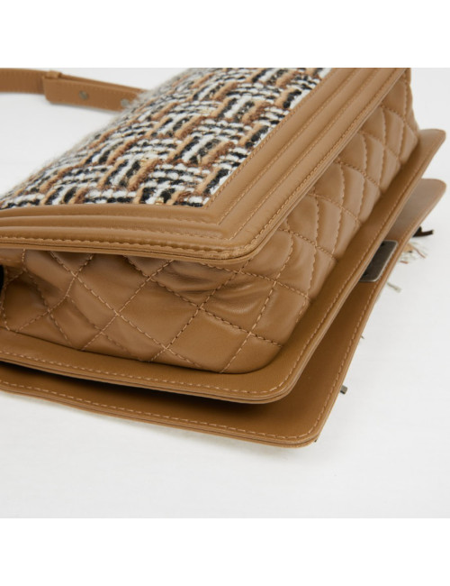 Sac à main Boy Chanel tweed marron