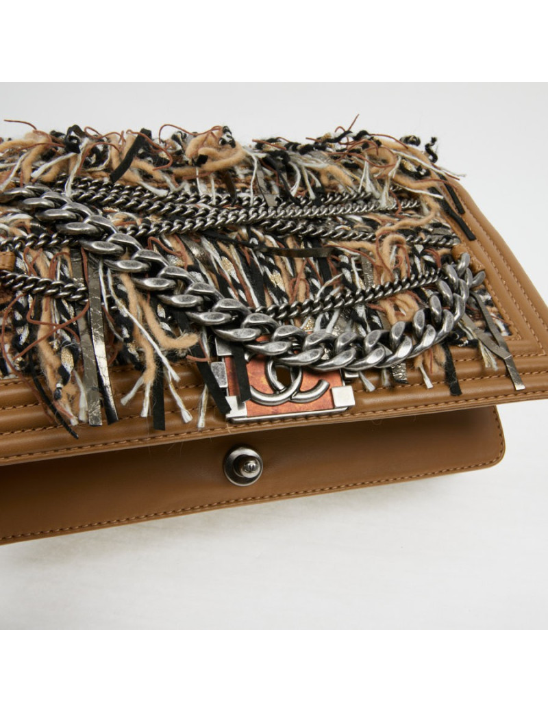 Sac à main Boy Chanel tweed marron