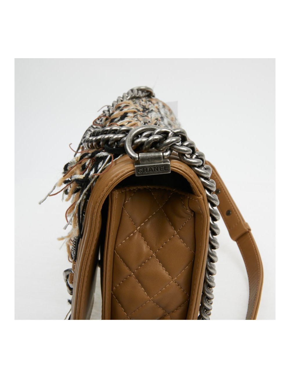 Sac à main Boy Chanel tweed marron