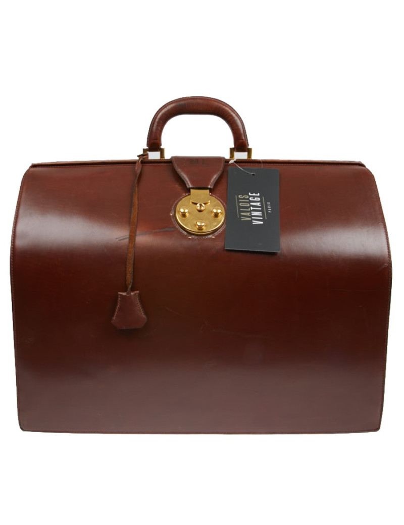 Mallette Hermès cuir brun vintage