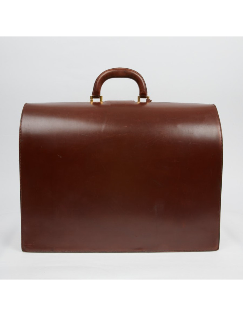 Mallette Hermès cuir brun vintage