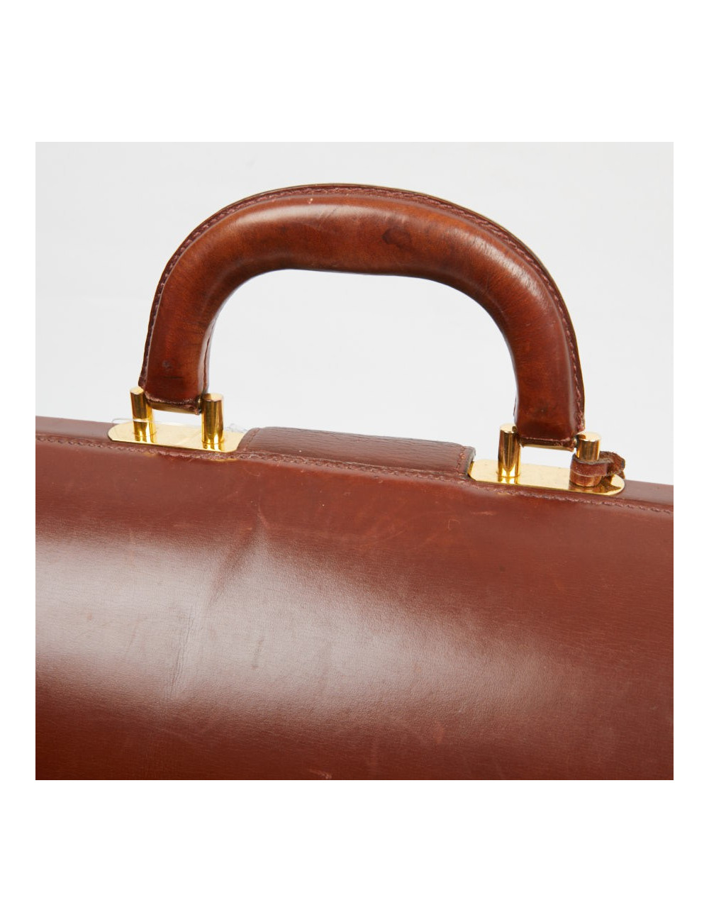 Mallette Hermès cuir brun vintage