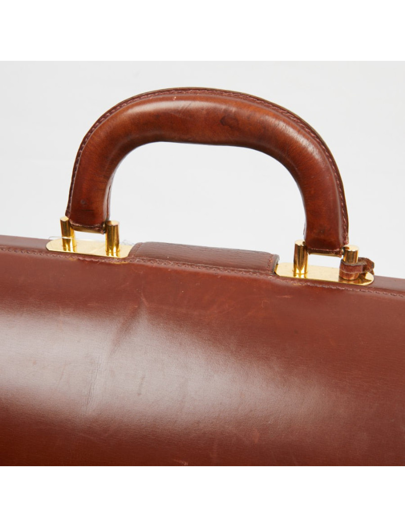 Mallette Hermès cuir brun vintage