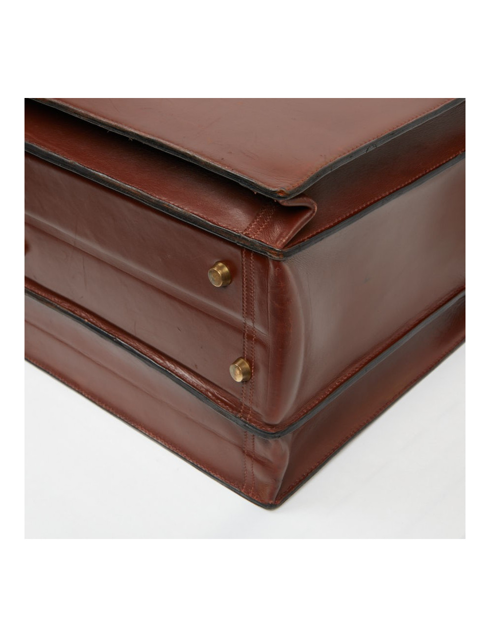 Mallette Hermès cuir brun vintage