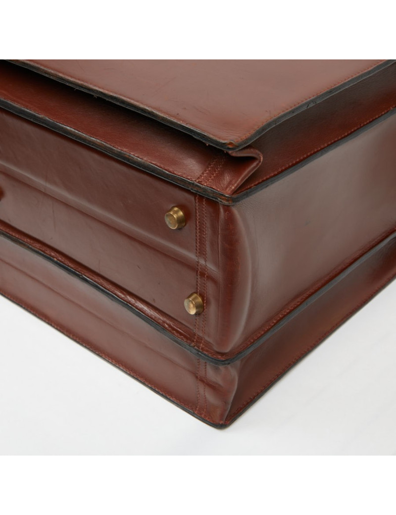 Mallette Hermès cuir brun vintage