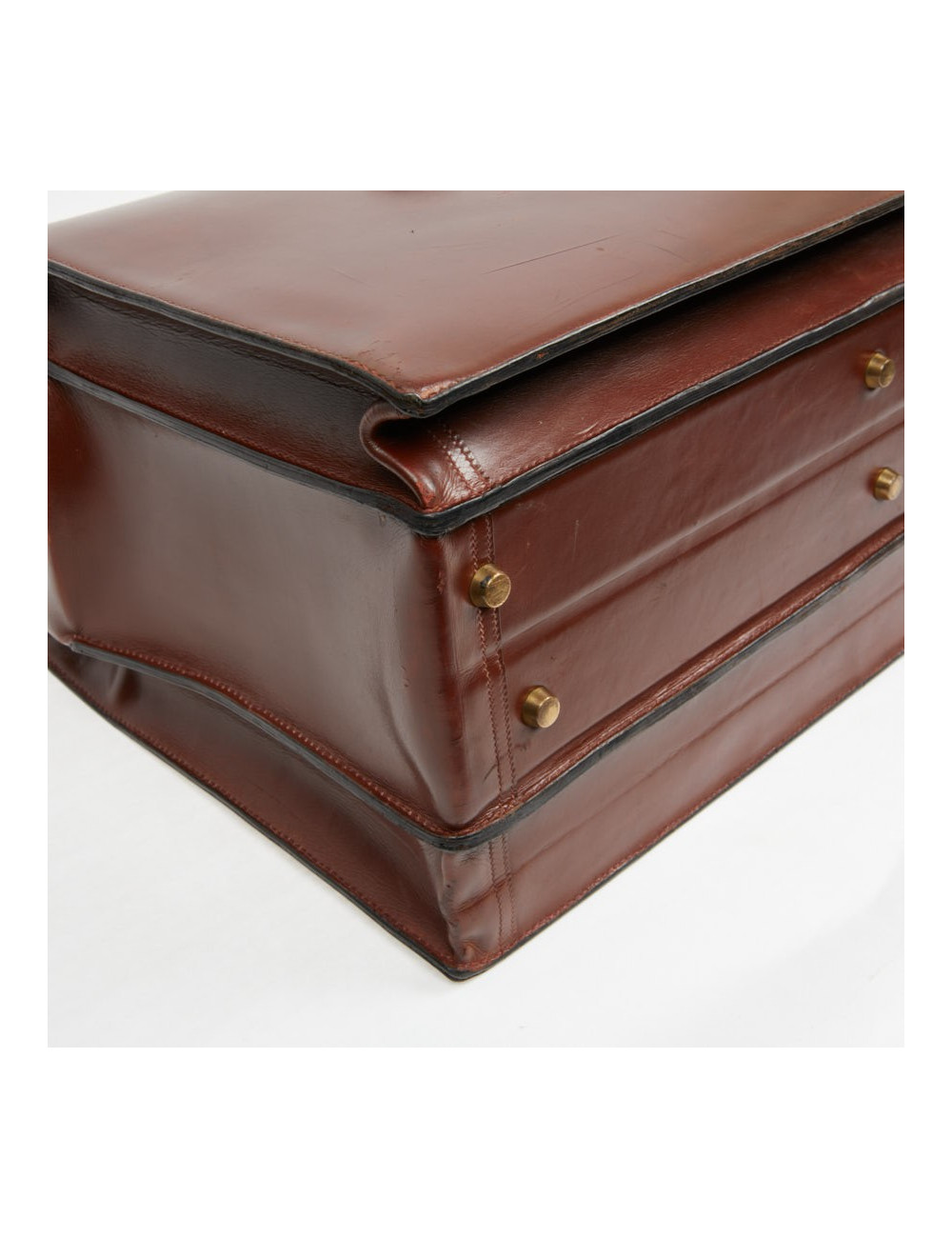 Mallette Hermès cuir brun vintage