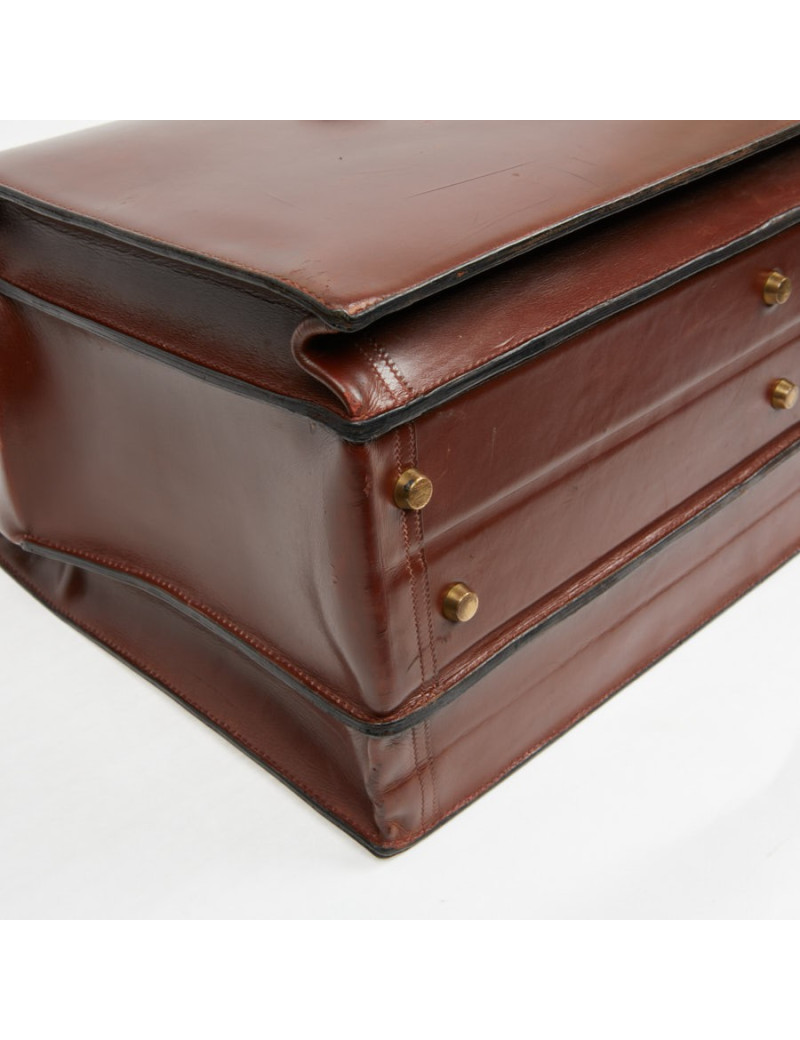 Mallette Hermès cuir brun vintage