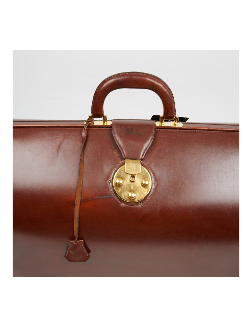 Mallette Hermès cuir brun vintage