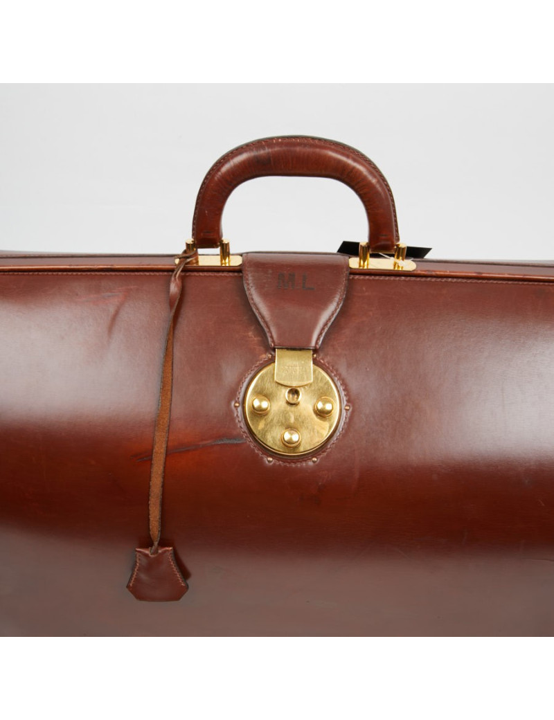 Mallette Hermès cuir brun vintage