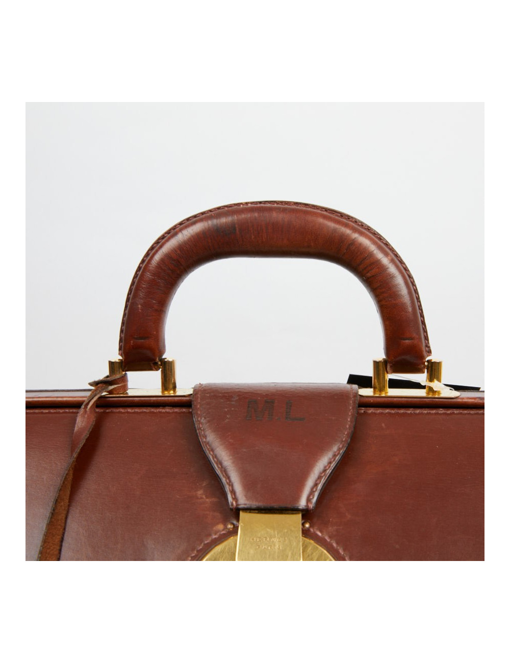 Mallette Hermès cuir brun vintage