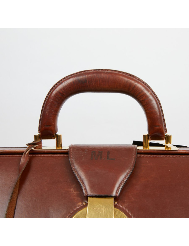 Mallette Hermès cuir brun vintage