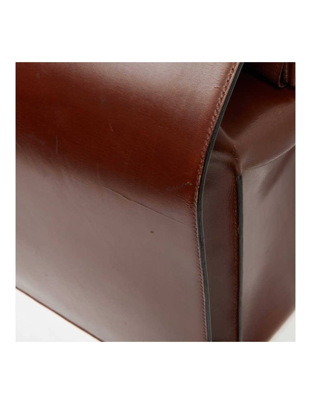 Mallette Hermès cuir brun vintage