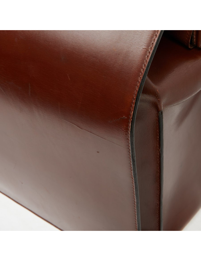 Mallette Hermès cuir brun vintage