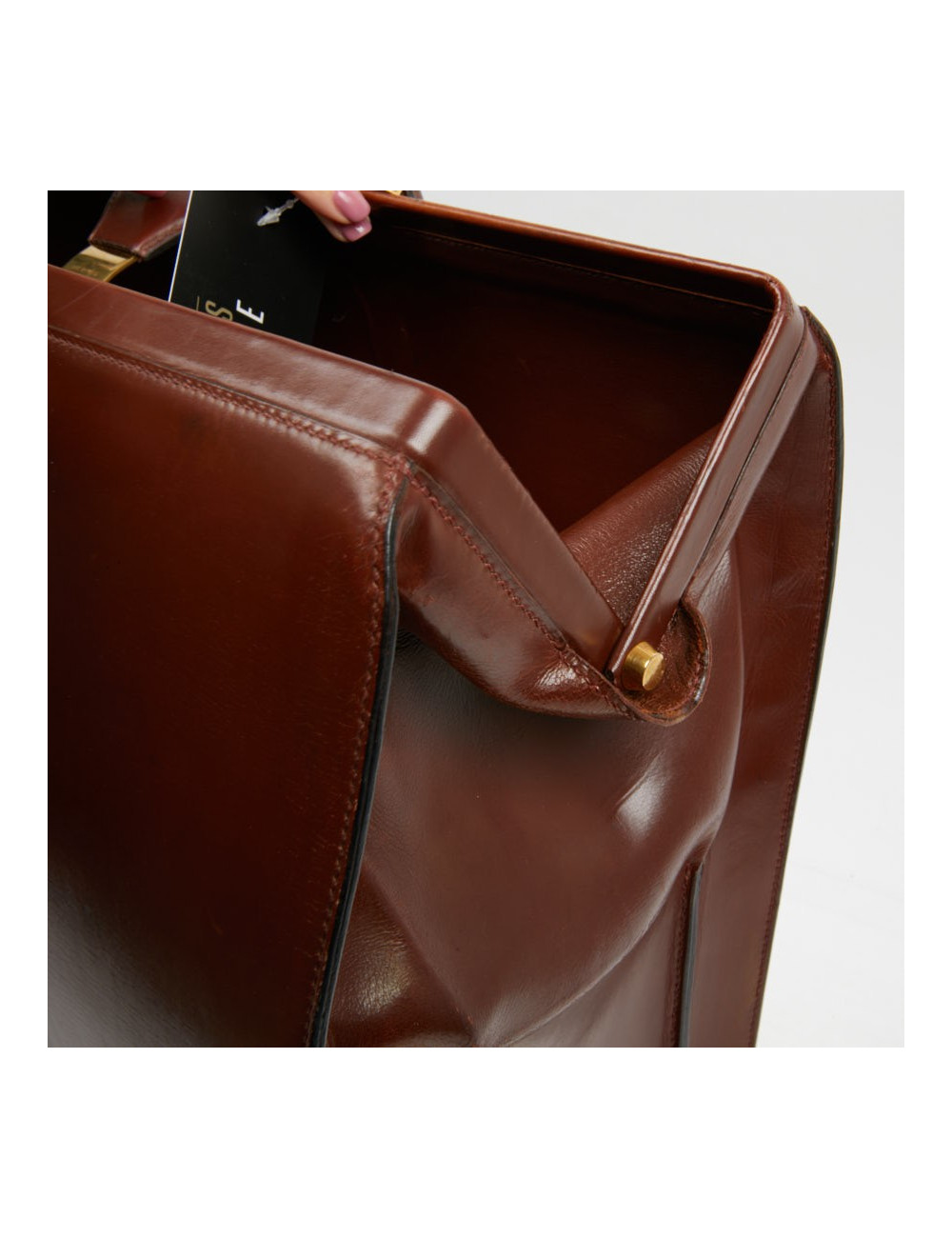 Mallette Hermès cuir brun vintage