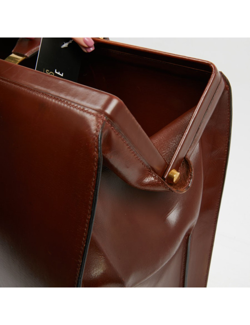 Mallette Hermès cuir brun vintage
