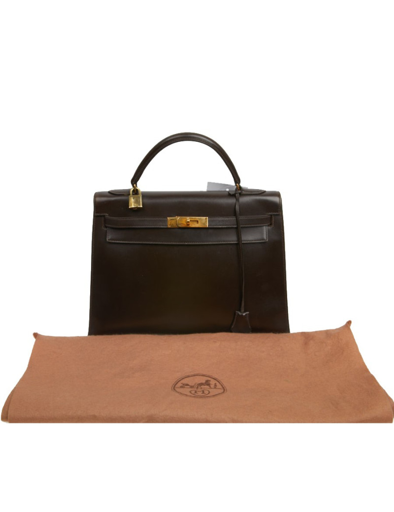 Kelly 32 marron box Hermès vintage