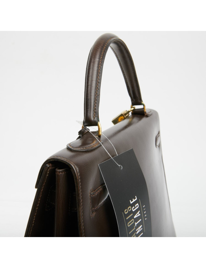 Kelly 32 marron box Hermès vintage
