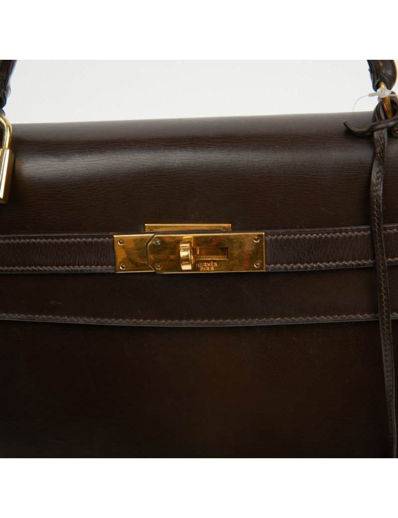 Kelly 32 marron box Hermès vintage