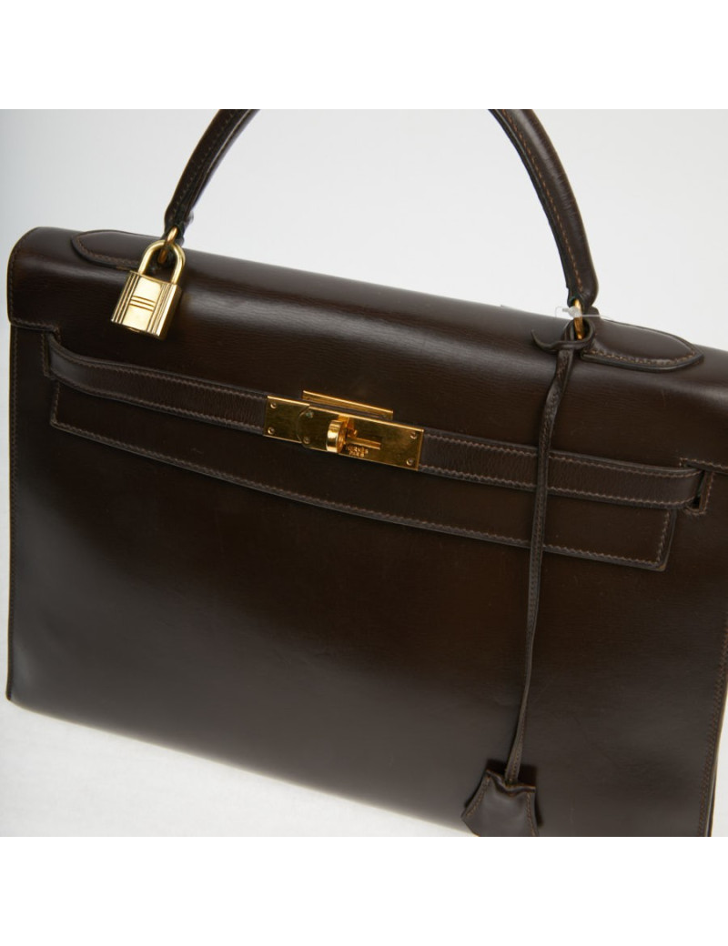 Kelly 32 marron box Hermès vintage