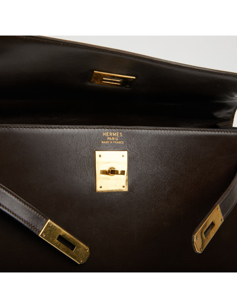 Kelly 32 marron box Hermès vintage