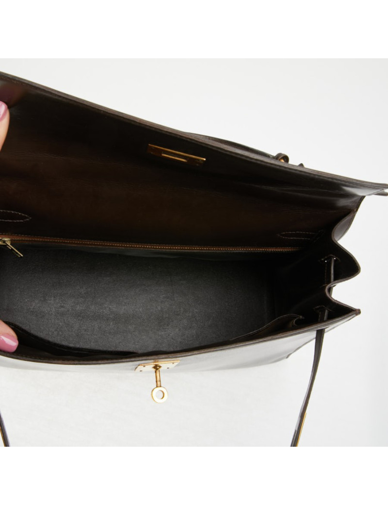 Kelly 32 marron box Hermès vintage