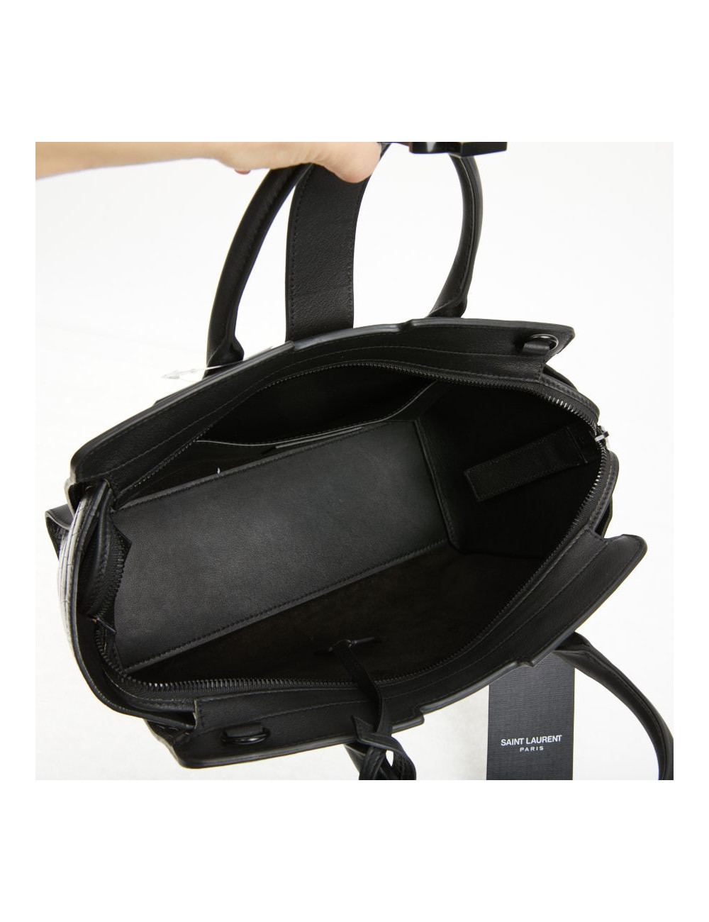 Sac Yves Saint Laurent Downtown Baby cuir noir imitation croco