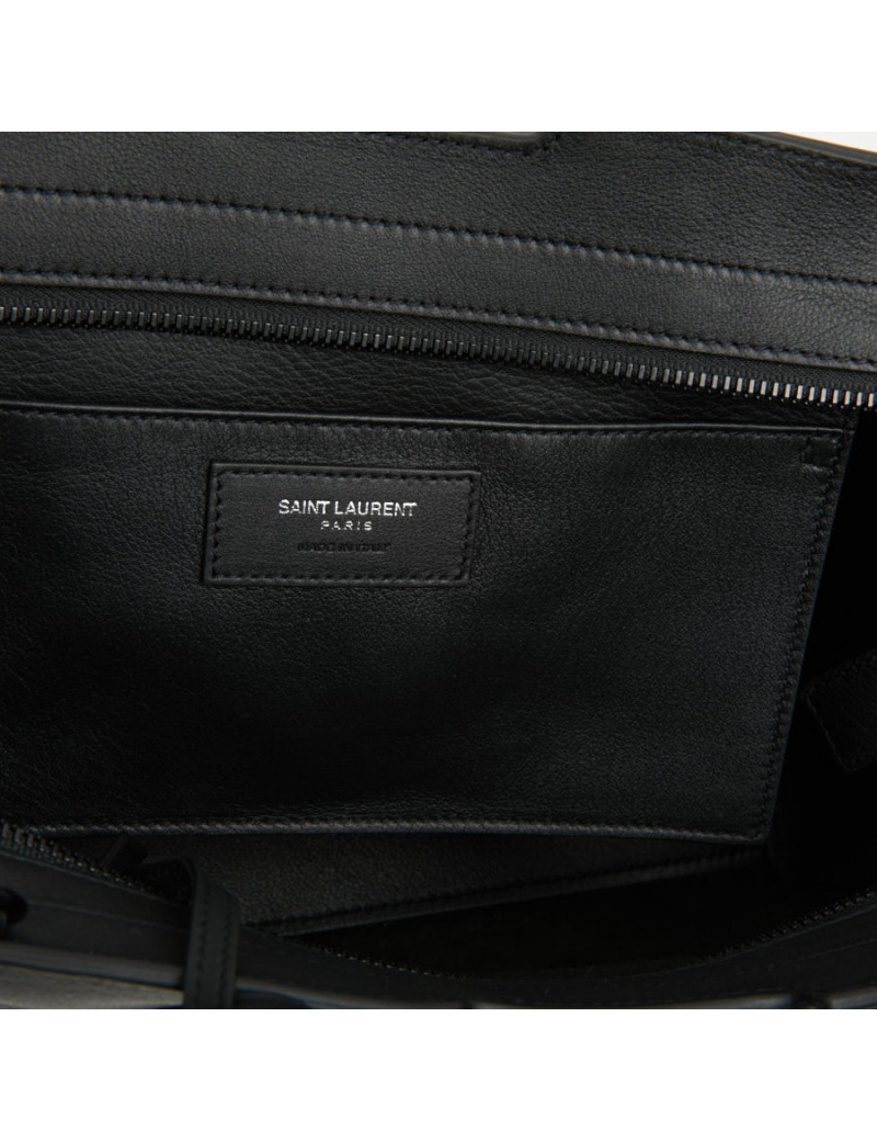 Sac Yves Saint Laurent Downtown Baby cuir noir imitation croco