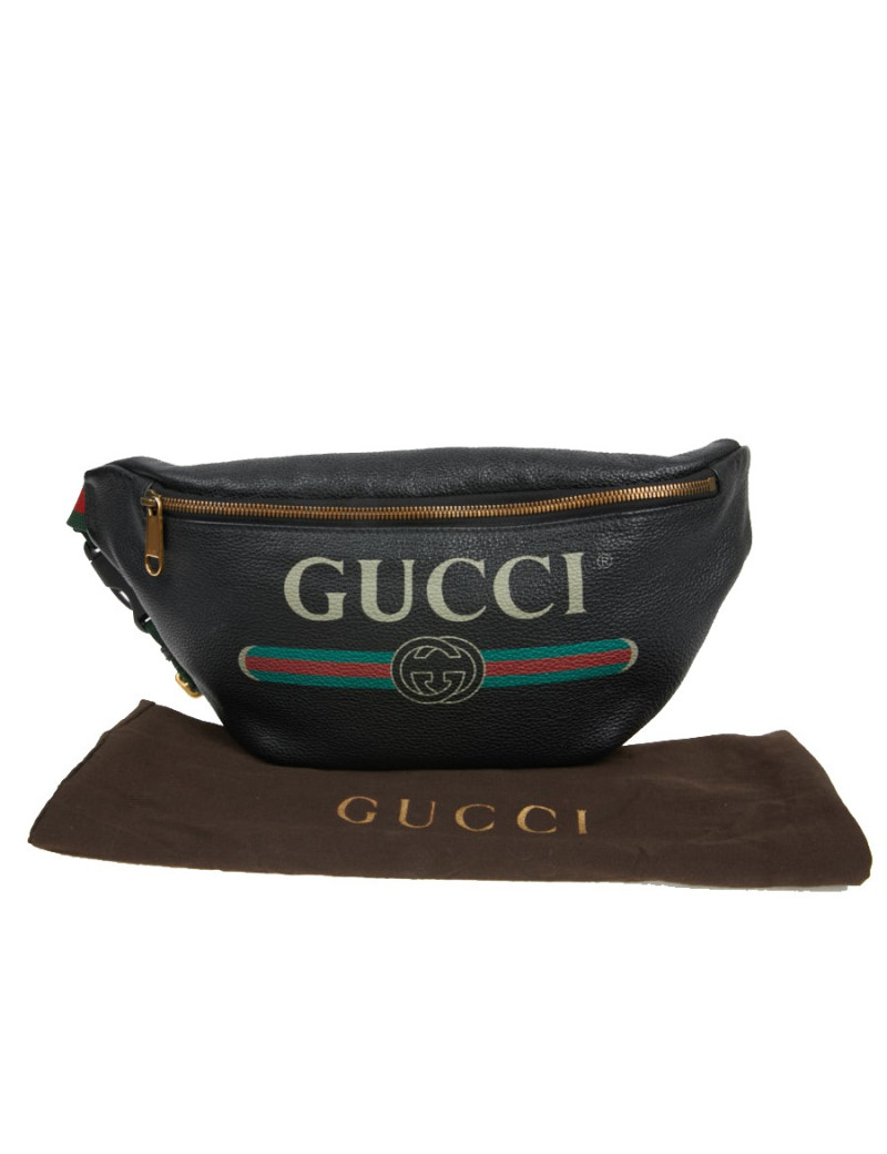 Ceinture banane Gucci noir grainé