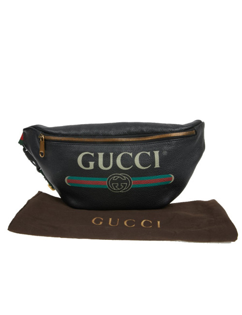 Ceinture banane Gucci noir grainé