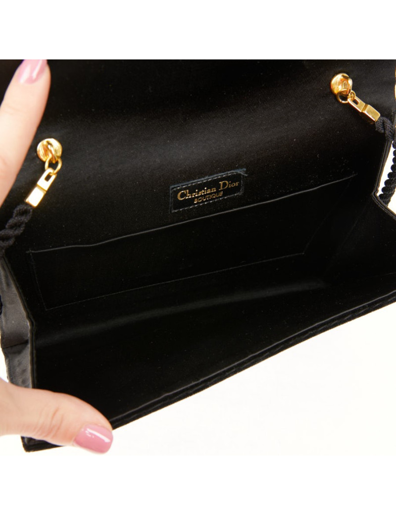 Sac pochette Christian Dior velours noir vintage
