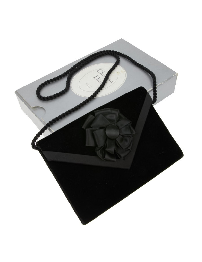 Sac pochette Christian Dior velours noir vintage