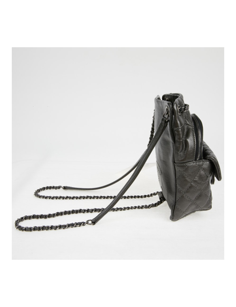 Mini sac à dos CHANEL cuir gris anthracite 
