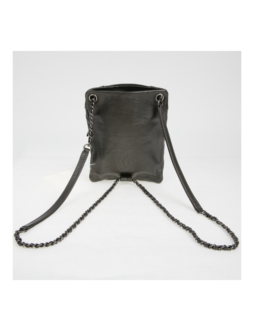 Mini sac à dos CHANEL cuir gris anthracite 