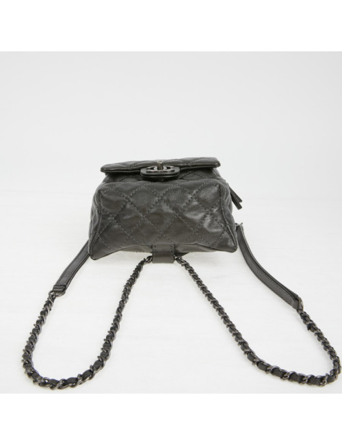 Mini sac à dos CHANEL cuir gris anthracite 