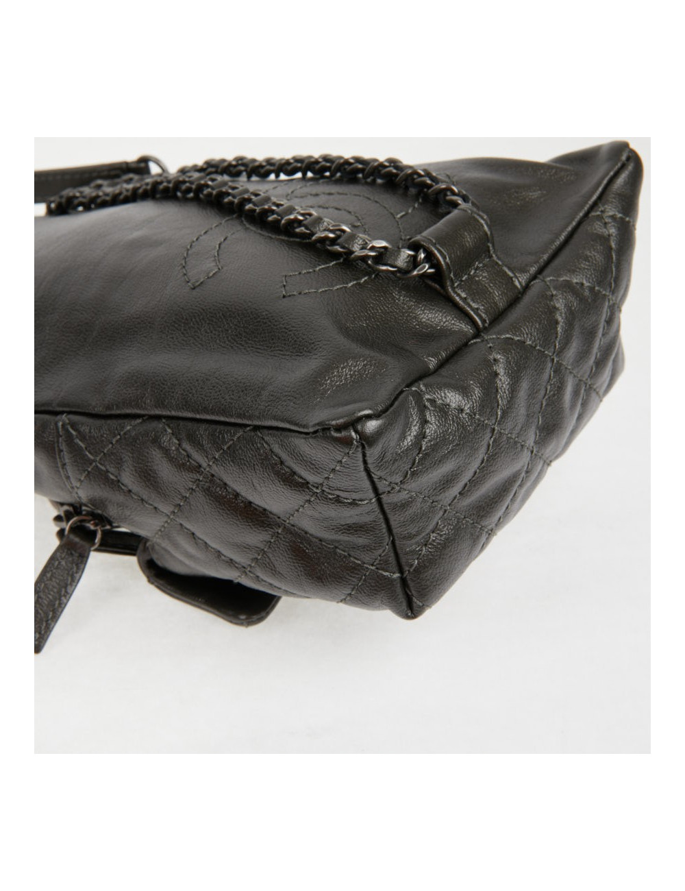 Mini sac à dos CHANEL cuir gris anthracite 